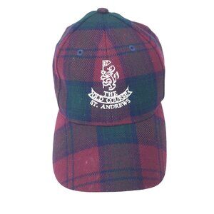 St Andrews The Old Course Golf Womens Golf Baseball Cap Red Plaid Wool